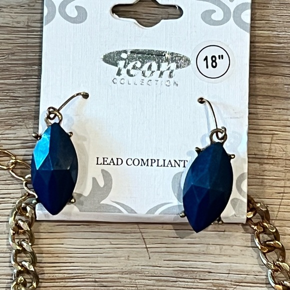 NWT, Icon Collection, Navy Blue, 18in set necklace and earrings - Picture 4 of 4